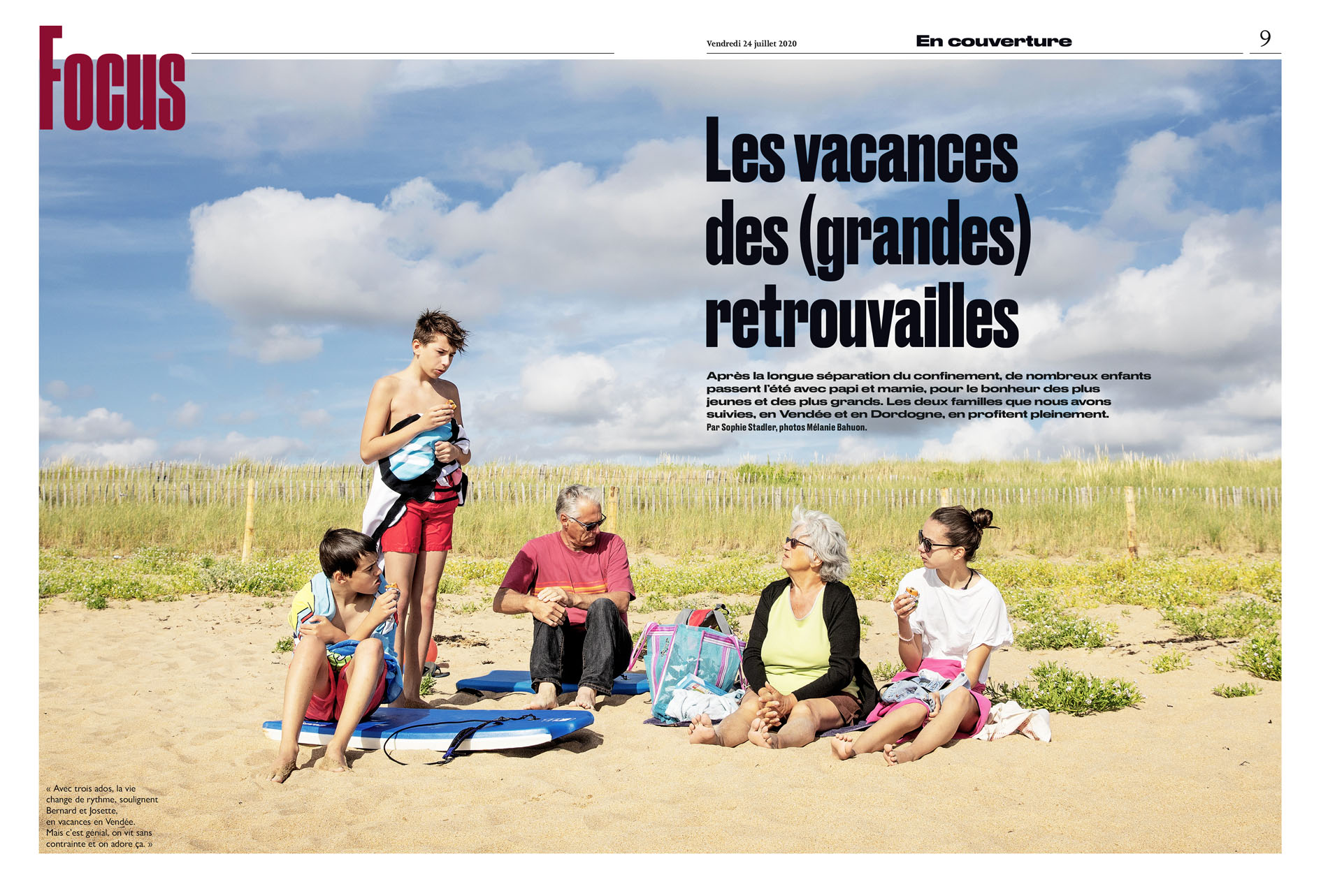 Les vacances des (grandes) retrouvailles, article de Sophie Stadler pour Le Parisien Weekend du 24 juillet 2020