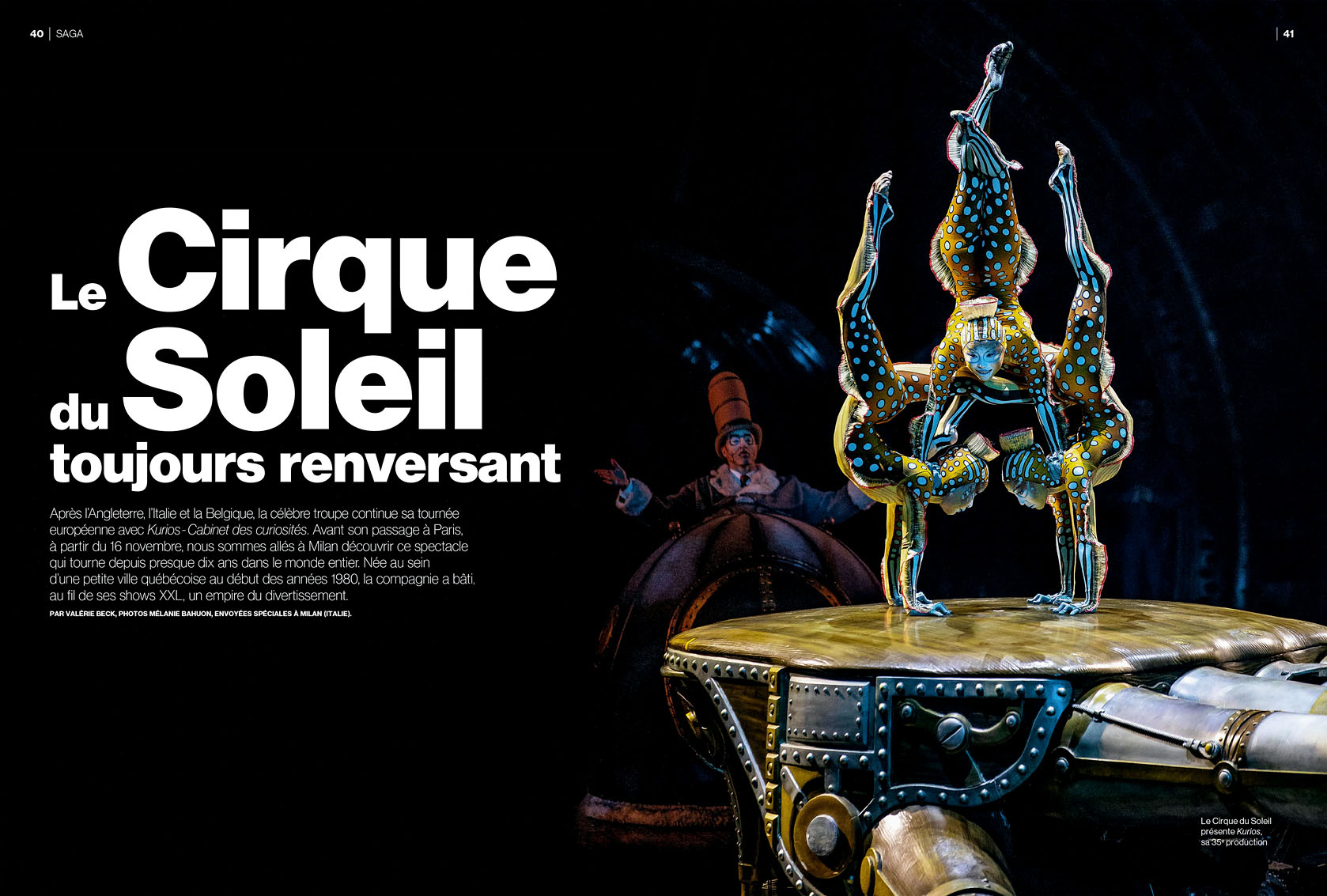 Le Cirque du Soleil toujours renversant article de Valérie Beck pour Le Parisien Weekend du 7 septembre 2023